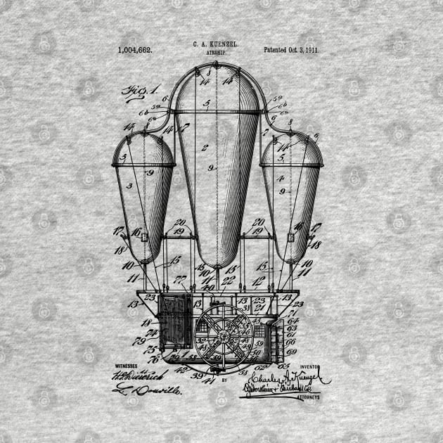 Hot Air Balloon Airship Patent Blueprint 1911 by MadebyDesign
